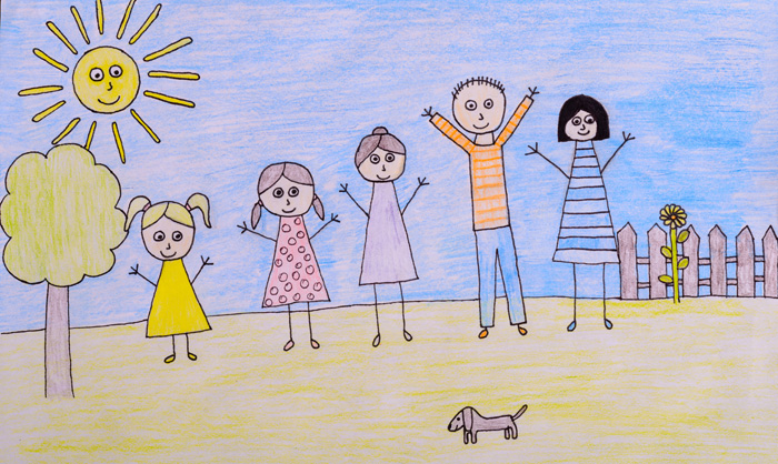 Kids drawing of happy family
